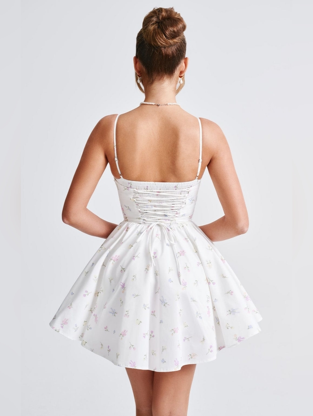Babyboo Analeigh Mini Dress - White Multi Floral Print Size XS - Picture 3 of 9